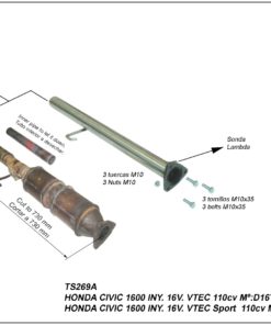 TUBO SUPRESOR DE CATALIZADOR USO EXCLUSIVO COMPETICION / HONDA CIVIC