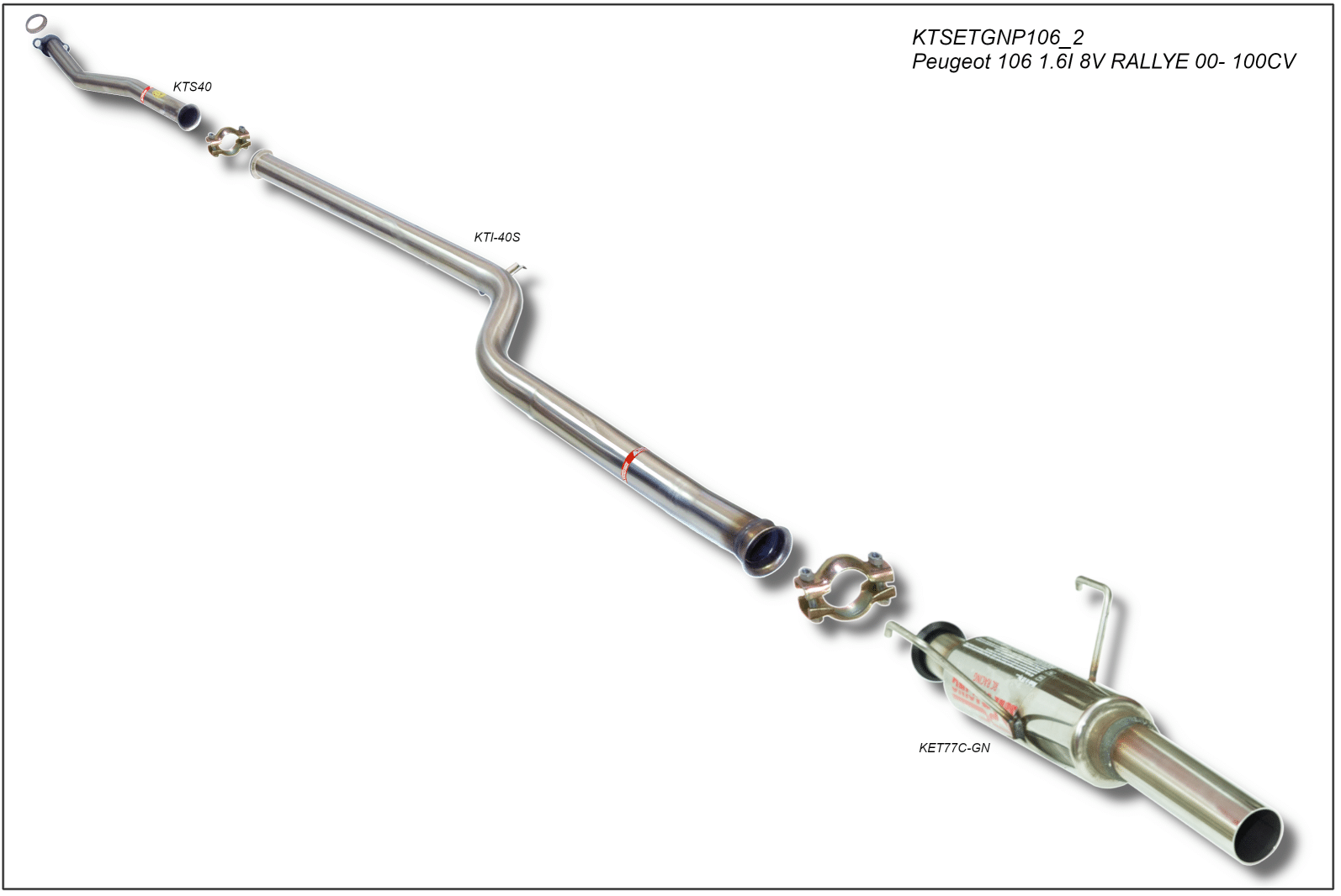 LINEA ESCAPE GRUPO N PEUGEOT 106 (KATALIZADOR HORIZONTAL) / USO EXCLUSIVO COMPETICION